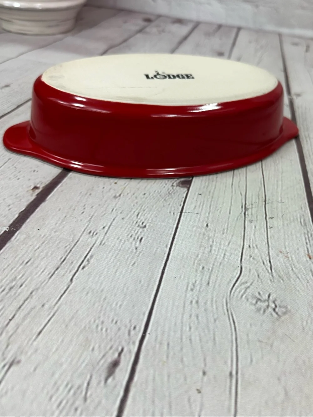 lodge Red White Oval gratin Baking Dish individual size meal prep bake casserole